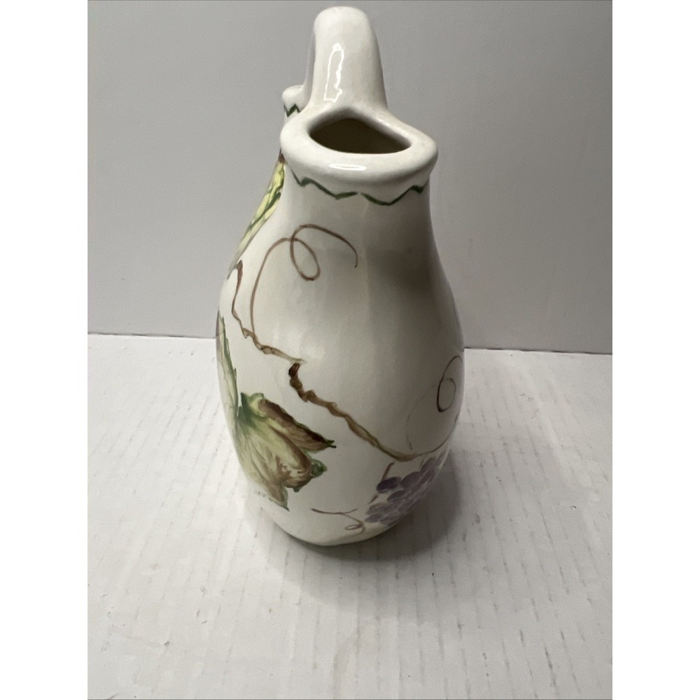 Small Italian Hand Painted Ceramic Bud Vase with Grape Vines Wedding Vase - Picture 2 of 5